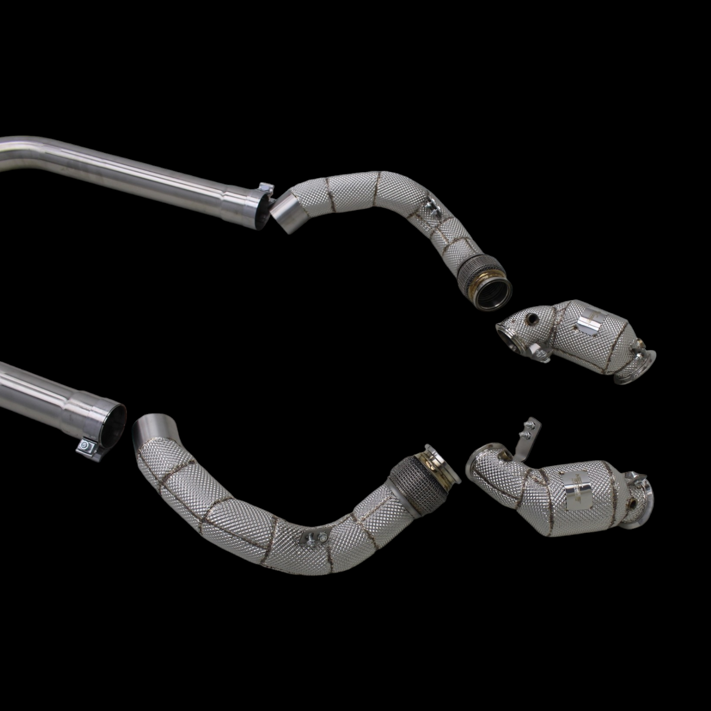 NRP BMW M5 M8 Catless Downpipes with Heat Shield