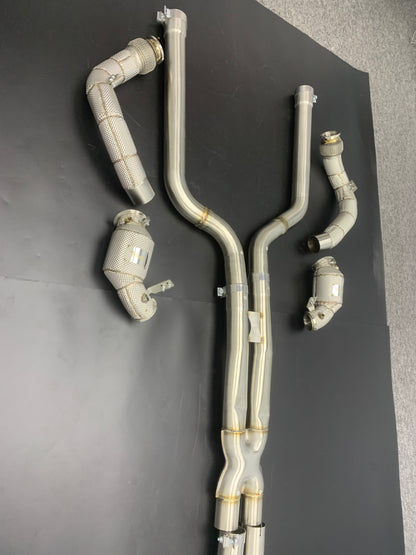 NRP BMW M5 M8 Catless Downpipes with Heat Shield