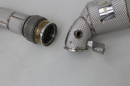 NRP BMW M5 M8 Catless Downpipes with Heat Shield